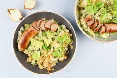 Pastinaak-andijvie stamppot met braadworst